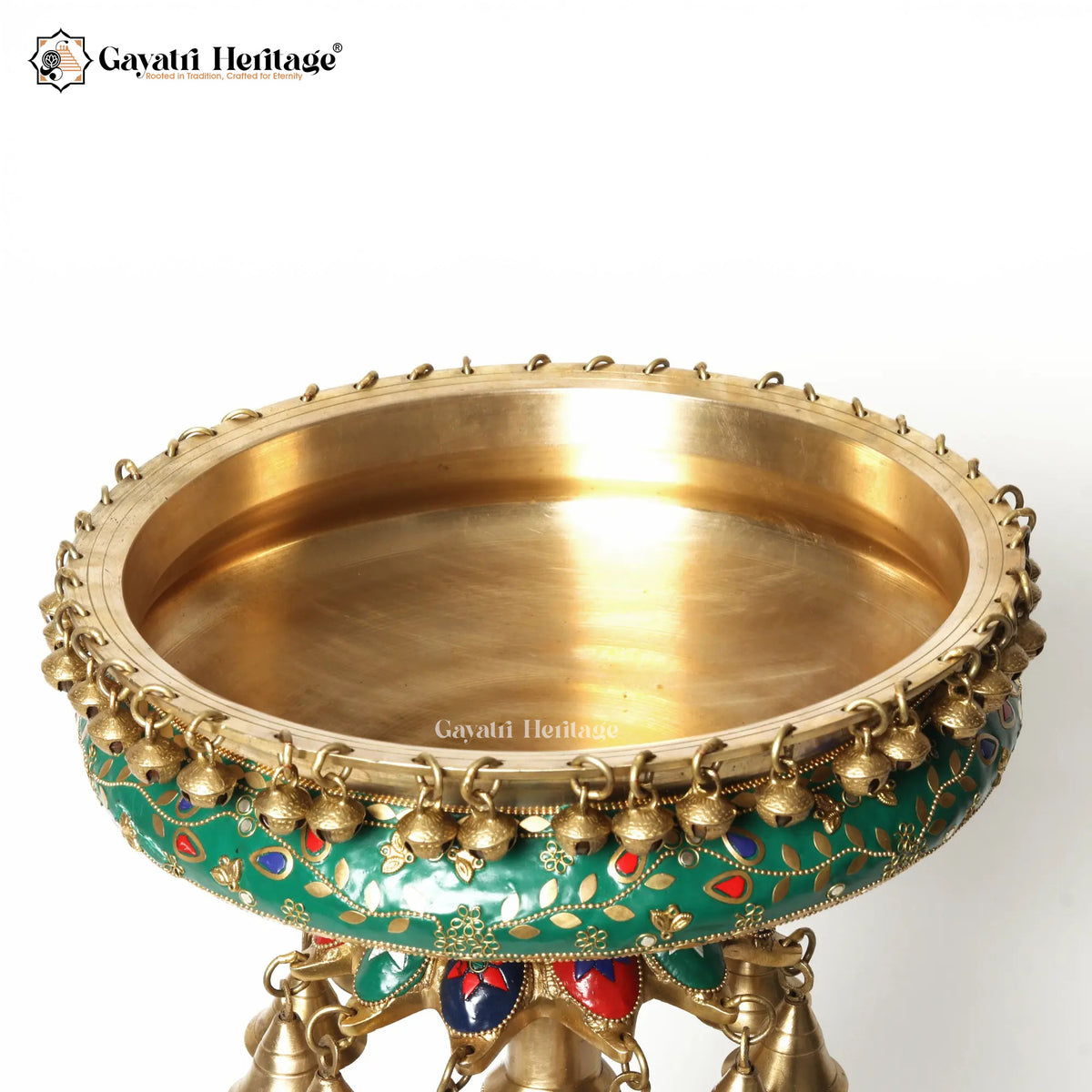 Brass Royal Elephant with Urli in Stone Work | Gayatri Heritage
