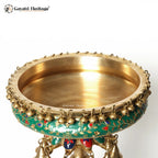 Brass Royal Elephant with Urli in Stone Work | Gayatri Heritage