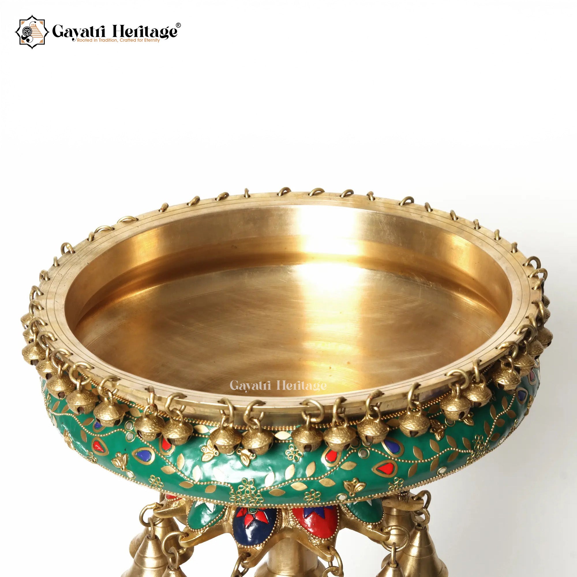 Brass Royal Elephant with Urli in Stone Work | Gayatri Heritage