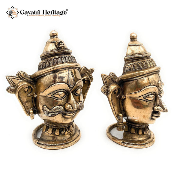 Brass Shiva Parwati Head – Sacred Divine Wall Accent | Gayatri Heritage