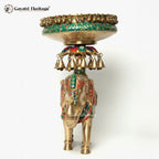 Brass Royal Elephant with Urli in Stone Work | Gayatri Heritage