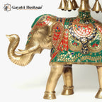 Brass Royal Elephant with Urli in Stone Work | Gayatri Heritage