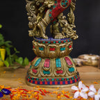 Brass Radha Krishna Idol – Elegant Divine Sculpture | Gayatri Heritage