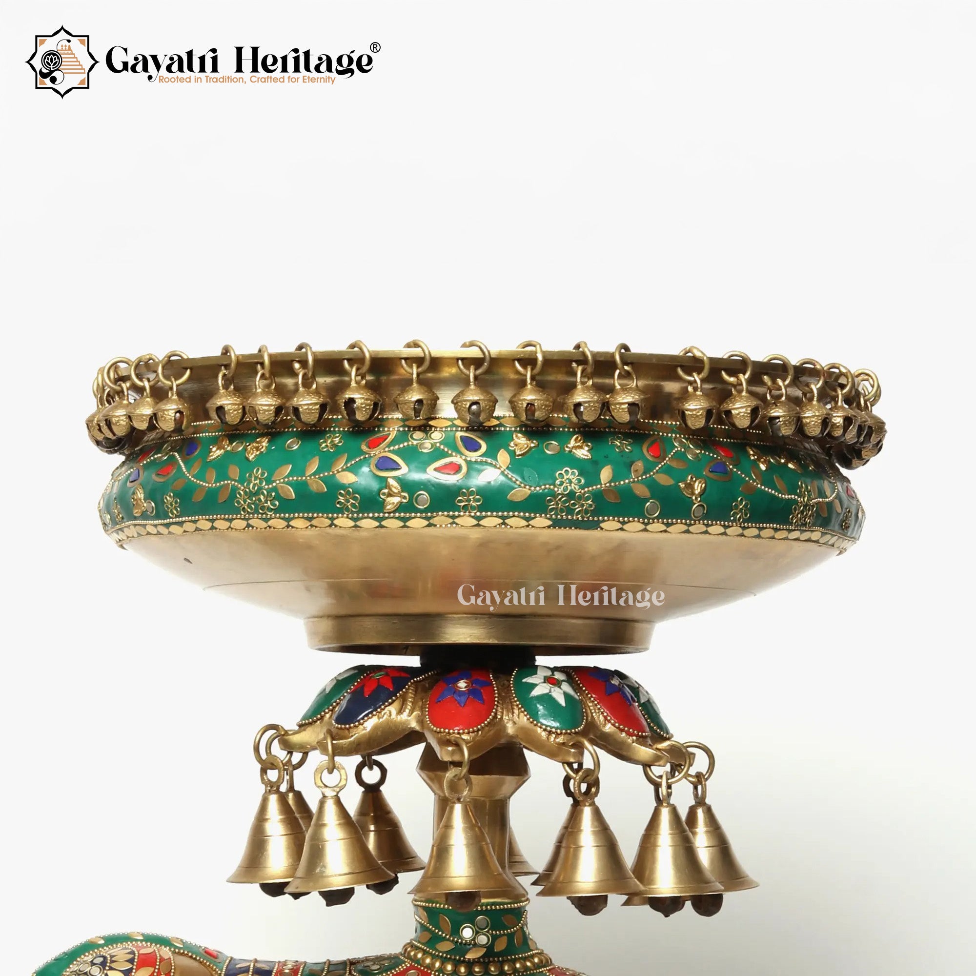 Brass Royal Elephant with Urli in Stone Work | Gayatri Heritage