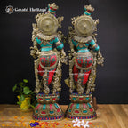 Brass Radha Krishna Idol – Elegant Divine Sculpture | Gayatri Heritage