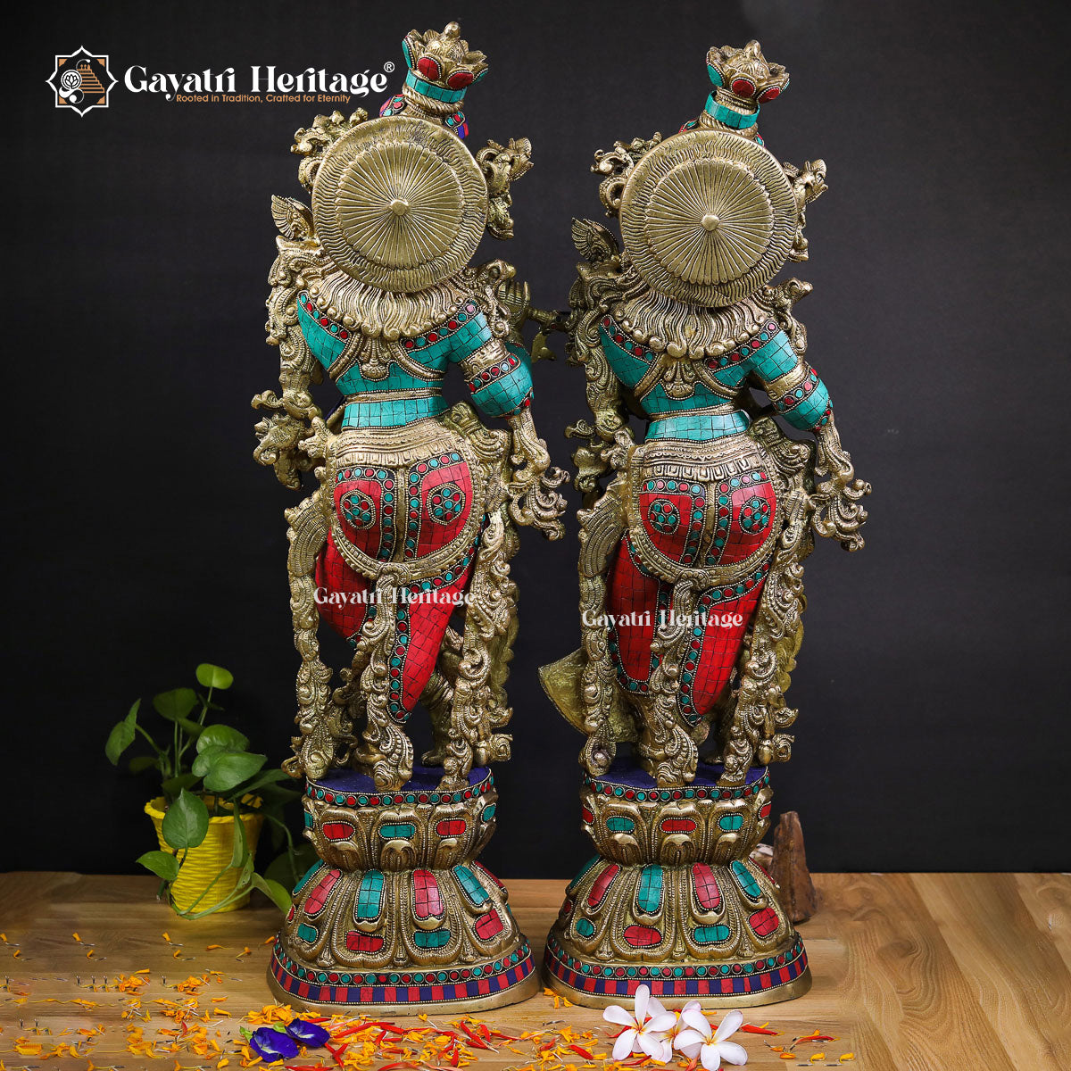 Brass Radha Krishna Idol – Elegant Divine Sculpture | Gayatri Heritage