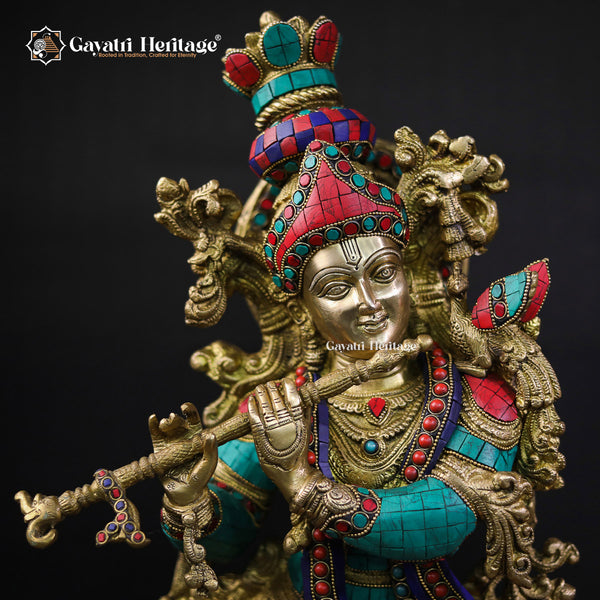 Brass Radha Krishna Idol – Elegant Divine Sculpture | Gayatri Heritage