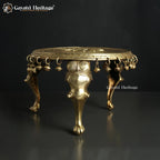 Brass Elephant Pillars Chowki – Ornate Pooja Stand for Home Decor