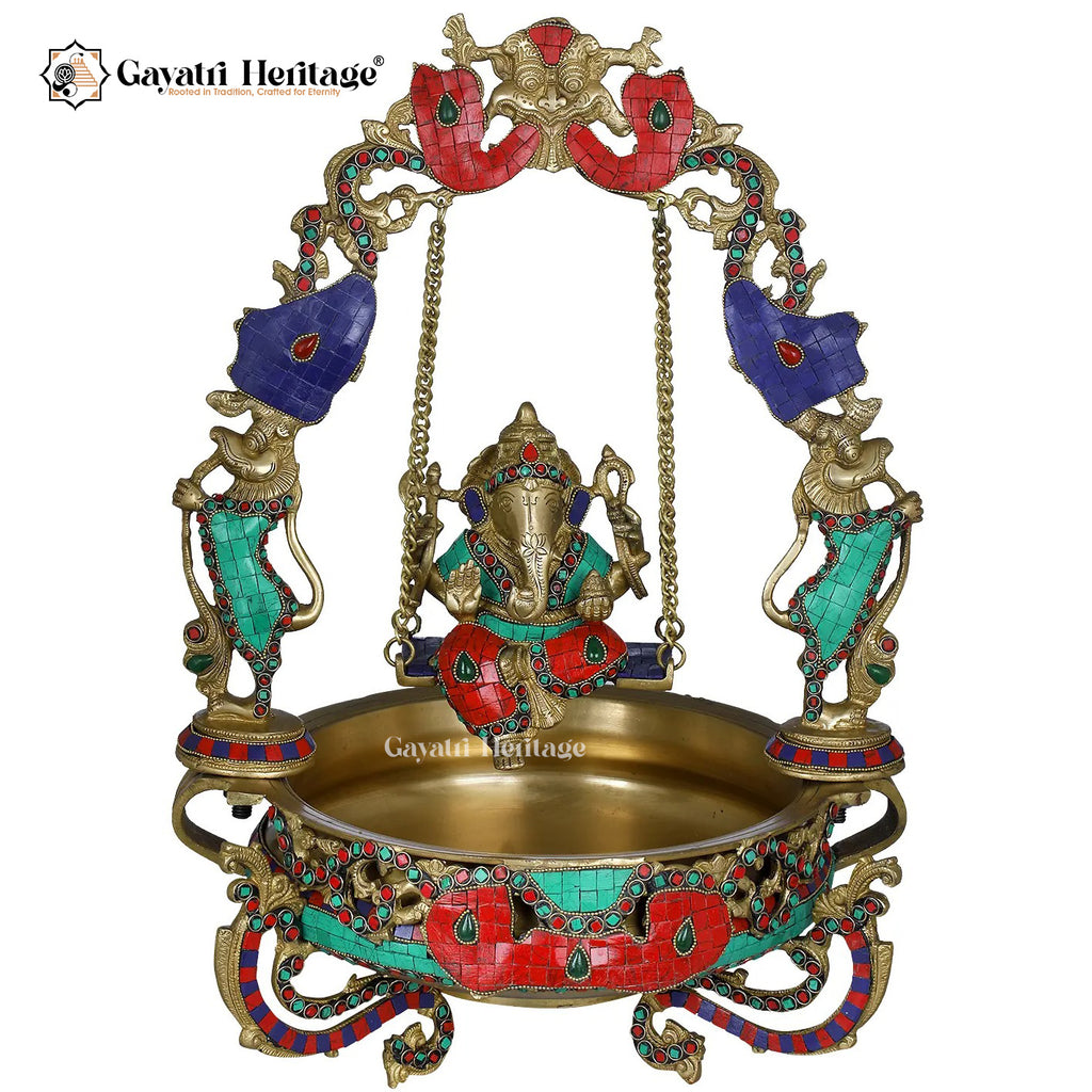 Brass Ganesha Urli – Divine Decorative Bowl for Home & Pooja