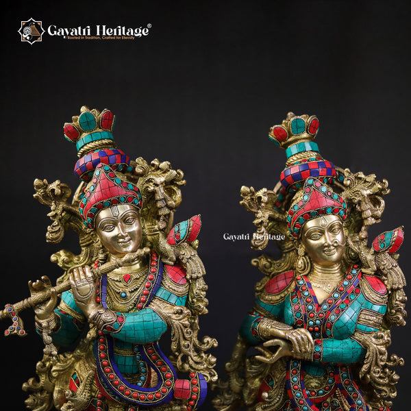 Brass Radha Krishna Idol – Elegant Divine Sculpture | Gayatri Heritage