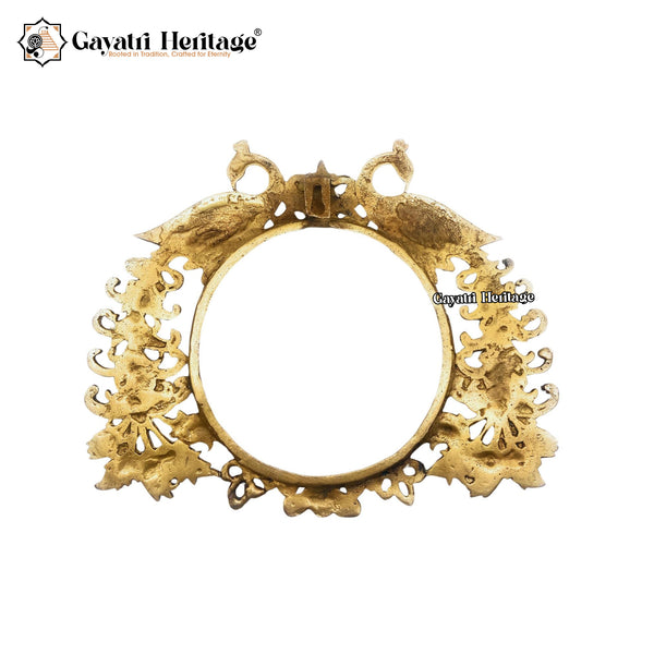 Brass Prabhavali Frame with Two Peacocks – Divine Temple-Inspired Décor | Gayatri Heritage