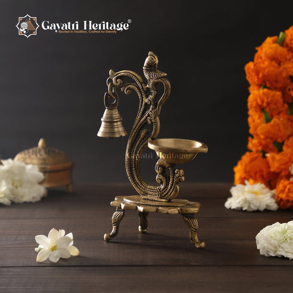 Brass Parrot Design Lamp Diya – Ornamental Lighting Art | Gayatri Heritage