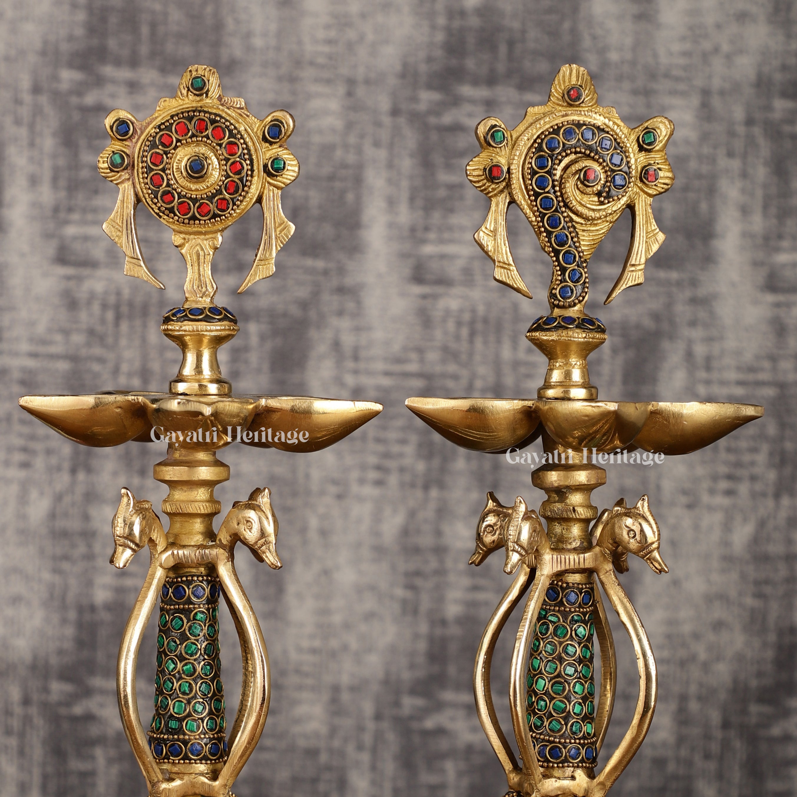 Brass Shankh Chakra Lamp – Spiritual Lighting Décor | Gayatri Heritage