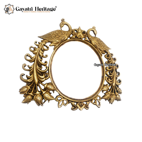 Brass Prabhavali Frame with Two Peacocks – Divine Temple-Inspired Décor | Gayatri Heritage