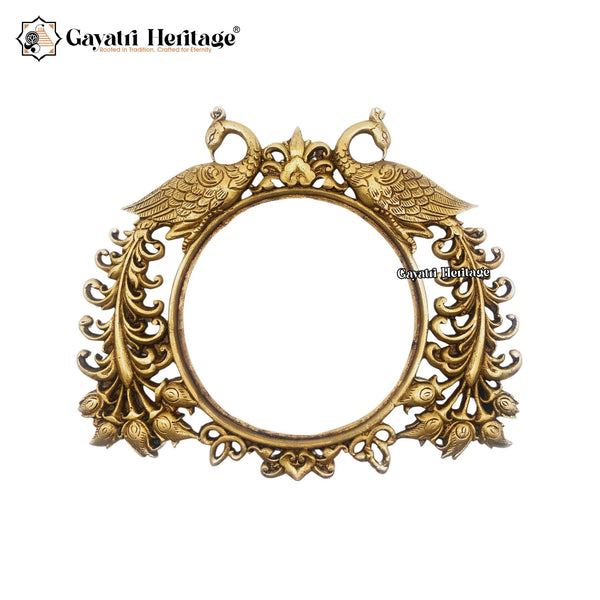 Brass Prabhavali Frame with Two Peacocks – Divine Temple-Inspired Décor | Gayatri Heritage