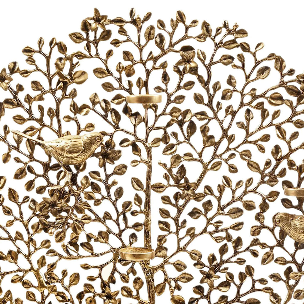 Brass Kalpavriksha with 8 Wax Lamp Holders & Chirping Bird | Gayatri Heritage