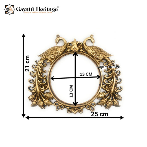 Brass Prabhavali Frame with Two Peacocks – Divine Temple-Inspired Décor | Gayatri Heritage