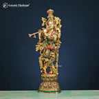 Brass Radha Krishna Statue – Exquisite Stone Work | Gayatri Heritage