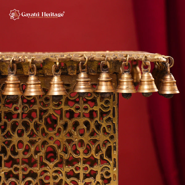 Brass Stool with Bells – Artistic Functional Décor | Gayatri Heritage