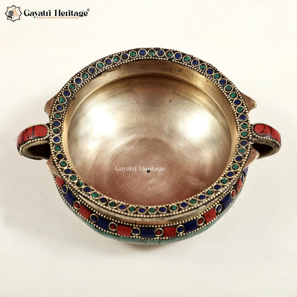 Brass Urli with Stone Work – Elegant Traditional Decor | Gayatri Heritage