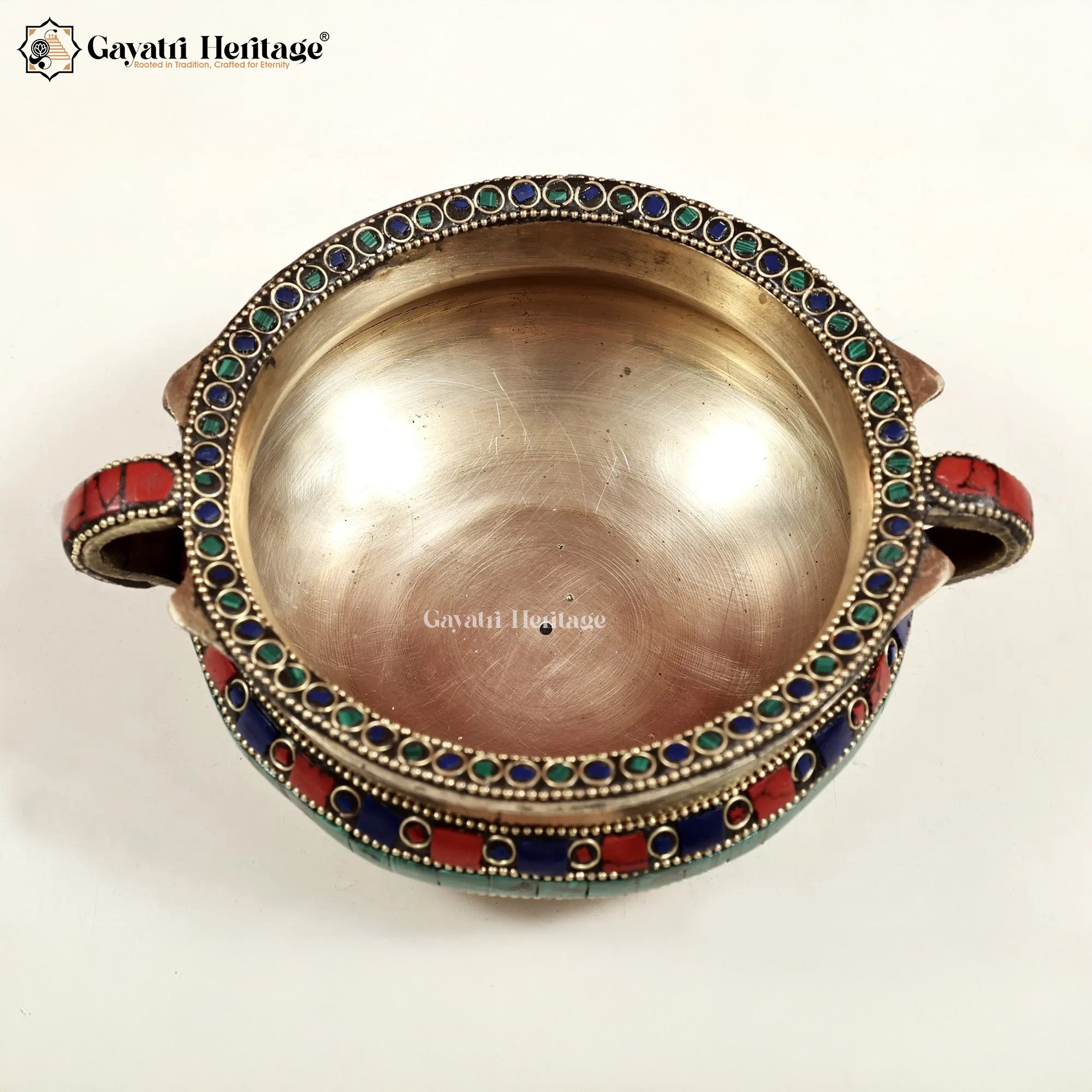 Brass Urli with Stone Work – Elegant Traditional Decor | Gayatri Heritage