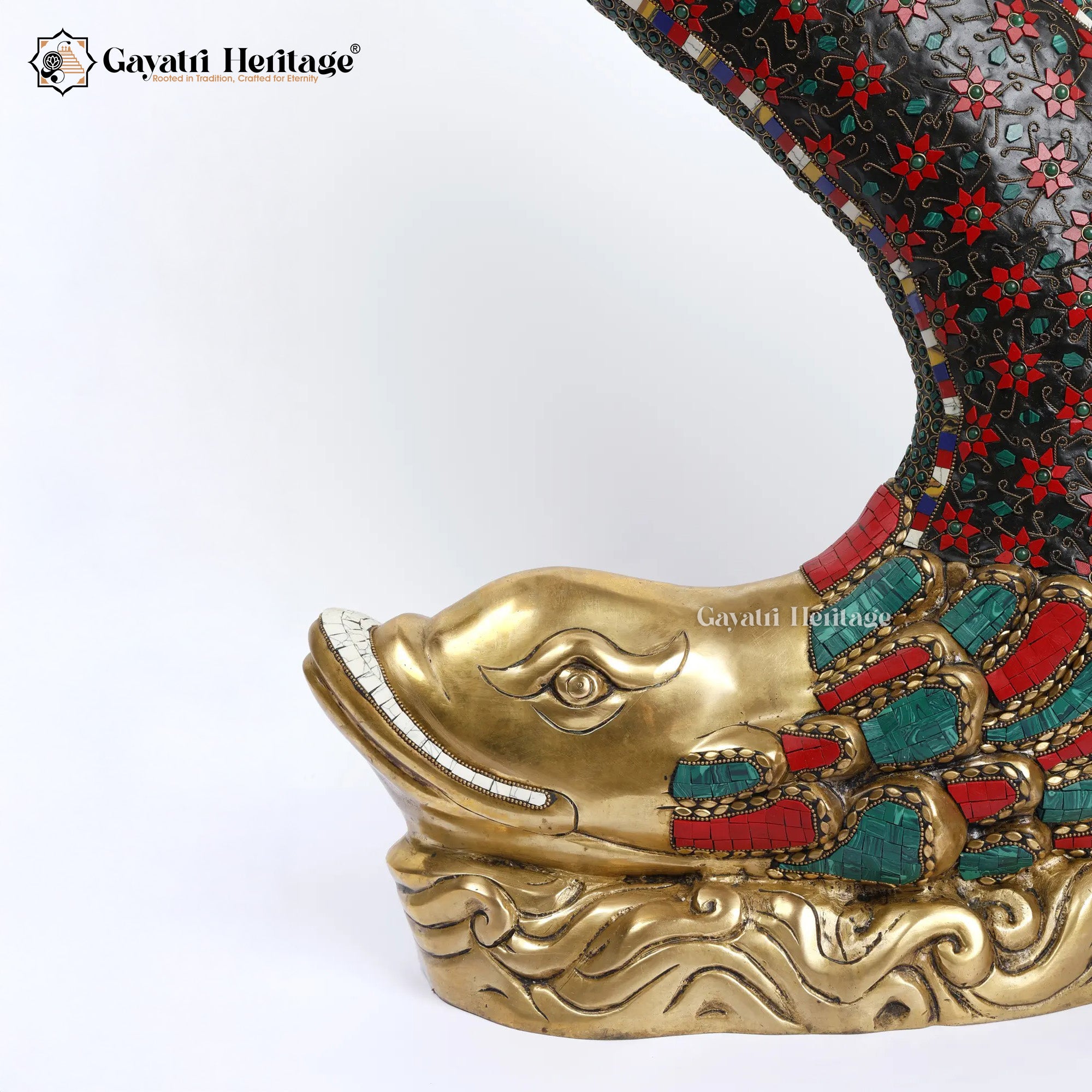 Brass Big Size Fish with Chowki Stand – Elegant Decor | Gayatri Heritage