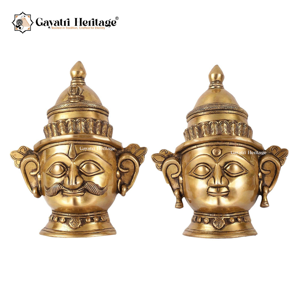 Brass Shiva Gauri Mukhlingam Mask – Spiritual Divine Mask | Gayatri Heritage