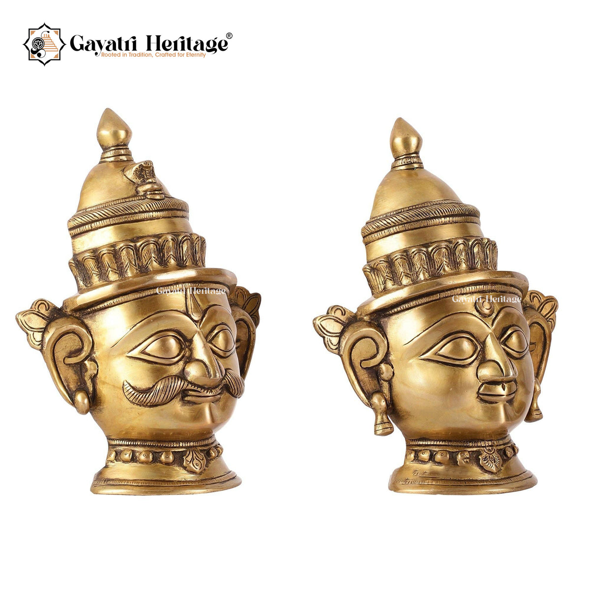 Brass Shiva Gauri Mukhlingam Mask – Spiritual Divine Mask | Gayatri Heritage