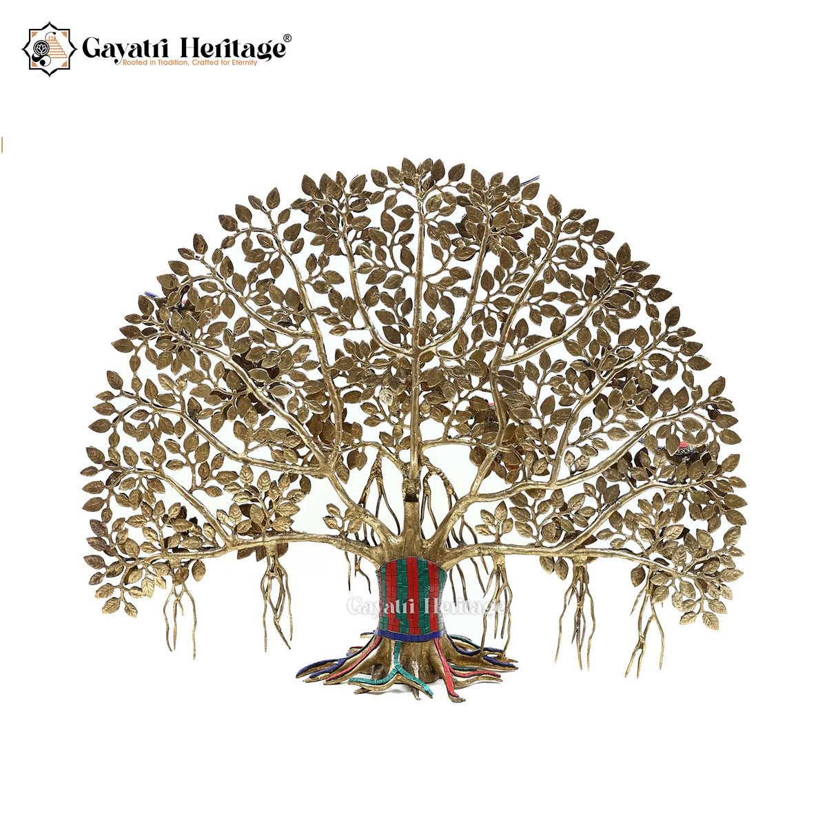 Brass Table Decor Kalpavriksha in Stone Work | Gayatri Heritage