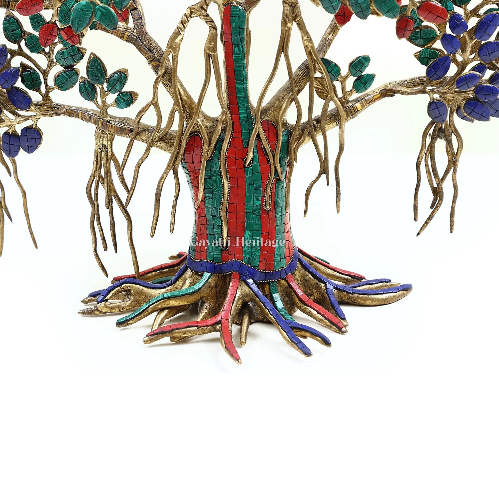 Brass Table Decor Kalpavriksha in Stone Work | Gayatri Heritage