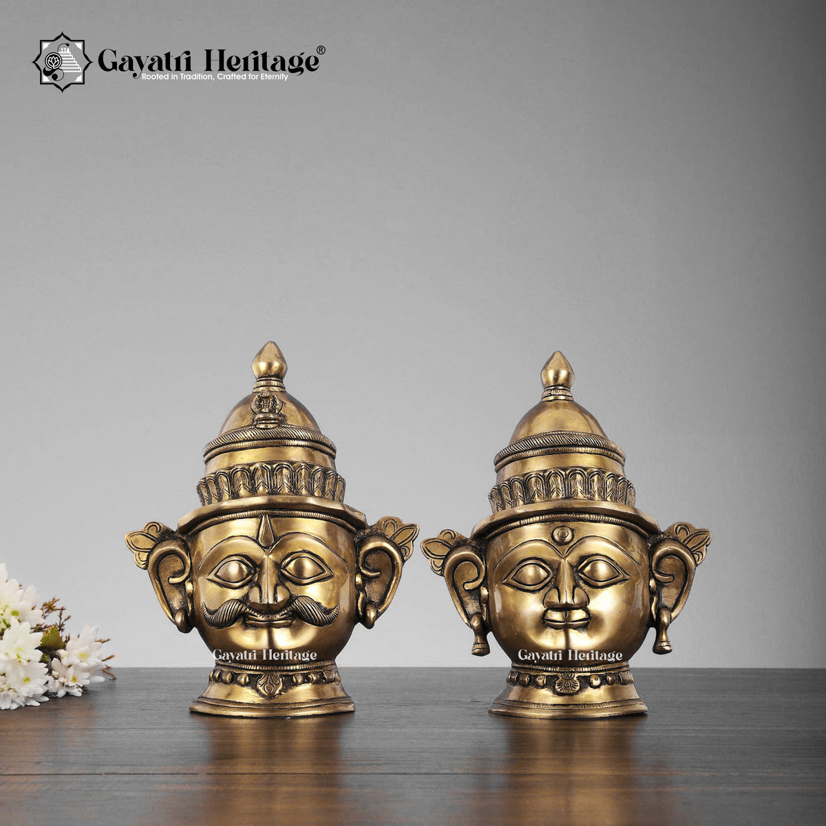 Brass Shiva Gauri Mukhlingam Mask – Spiritual Divine Mask | Gayatri Heritage