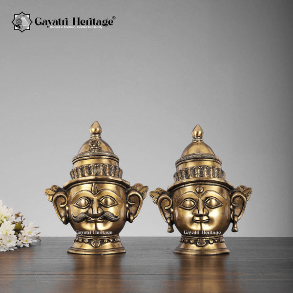 Brass Shiva Gauri Mukhlingam Mask – Spiritual Divine Mask | Gayatri Heritage