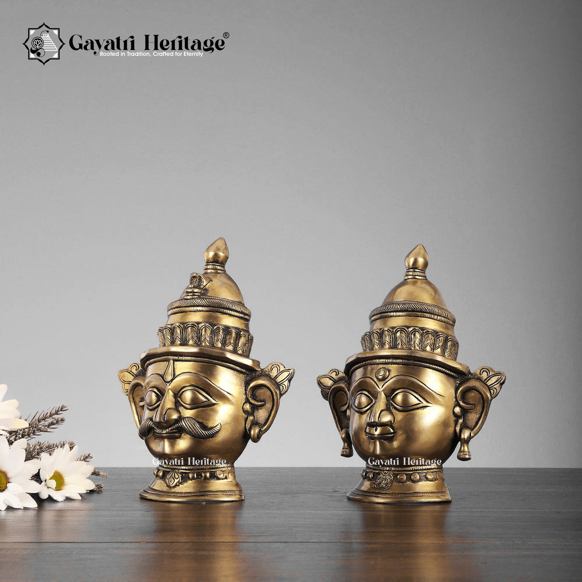 Brass Shiva Gauri Mukhlingam Mask – Spiritual Divine Mask | Gayatri Heritage