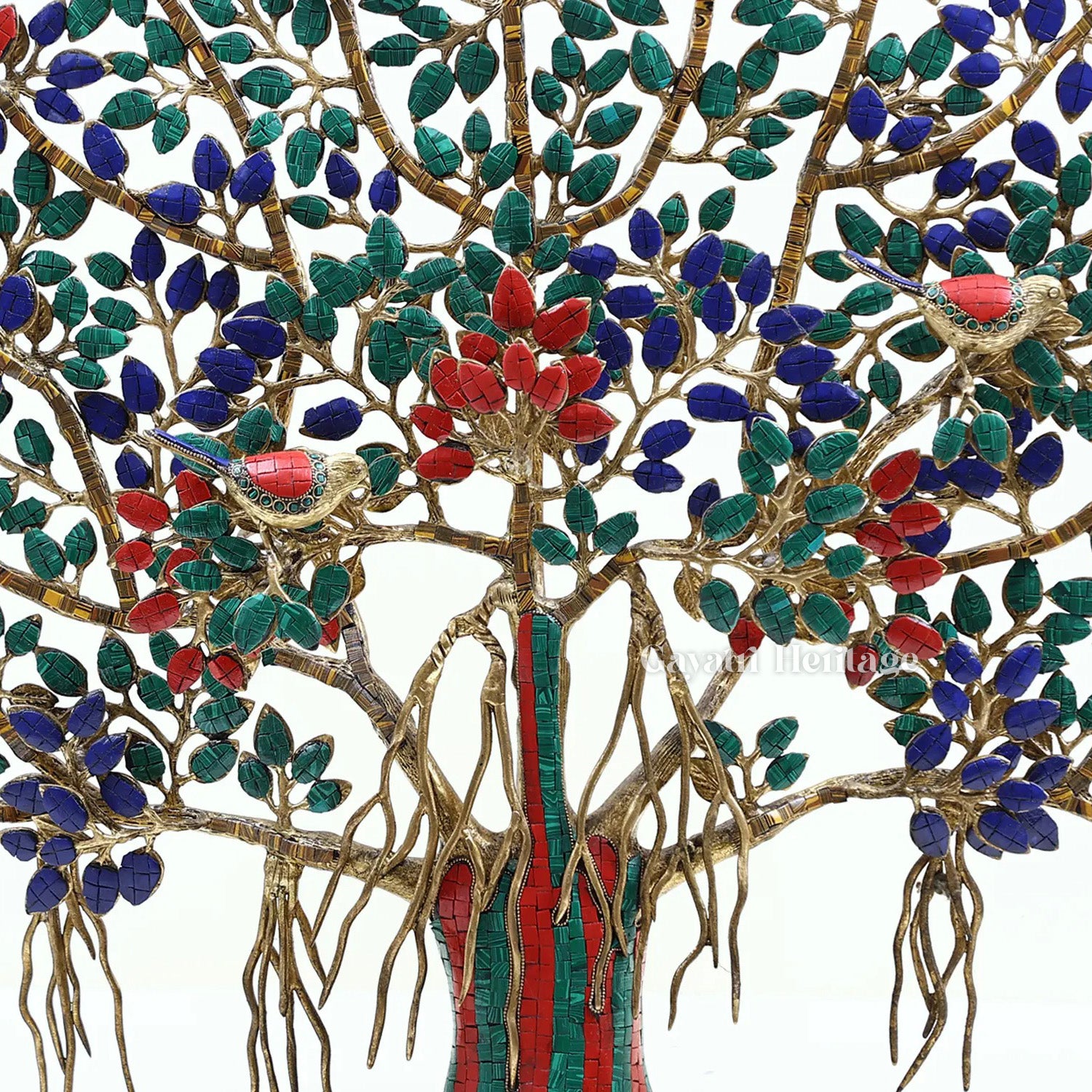 Brass Table Decor Kalpavriksha in Stone Work | Gayatri Heritage