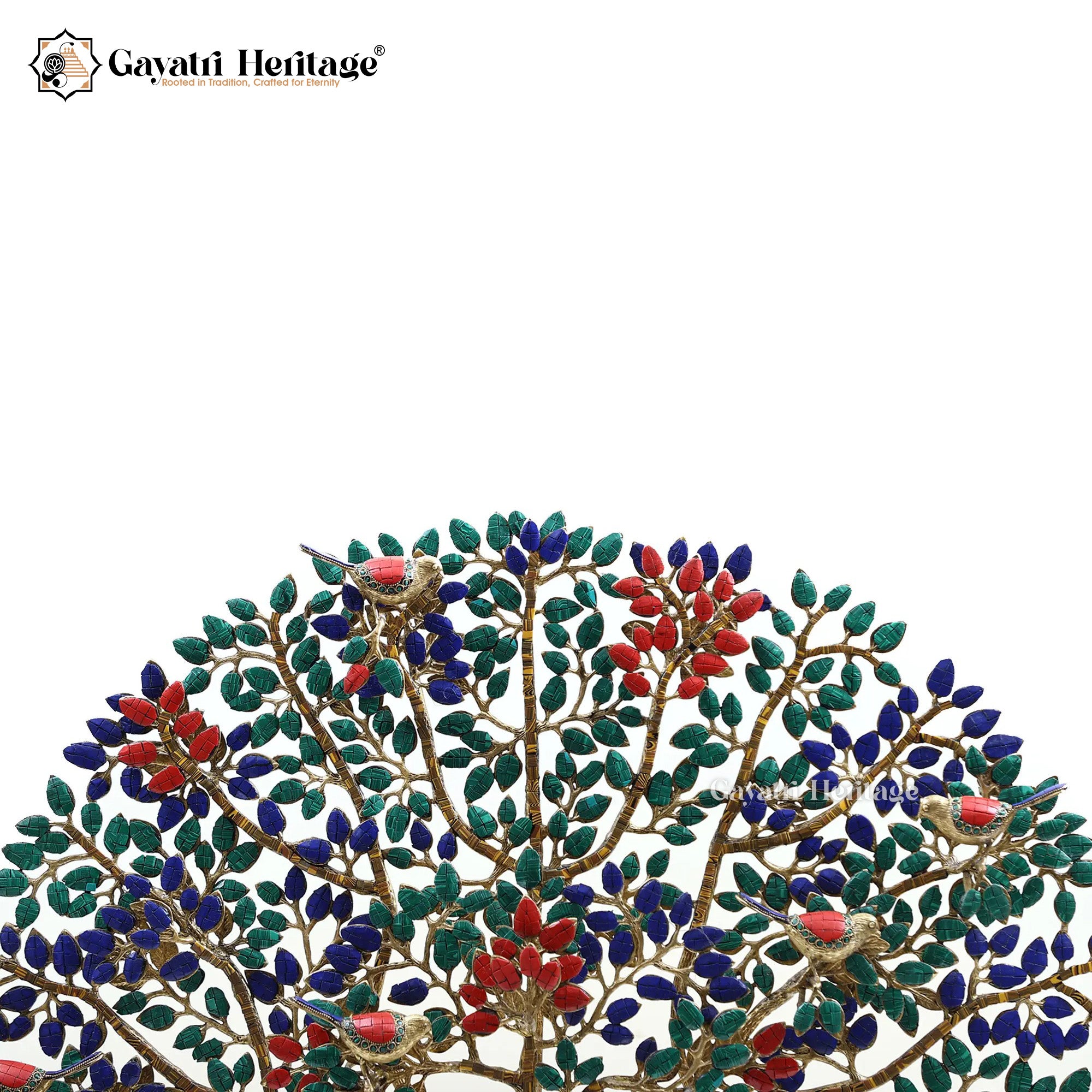 Brass Table Decor Kalpavriksha in Stone Work | Gayatri Heritage