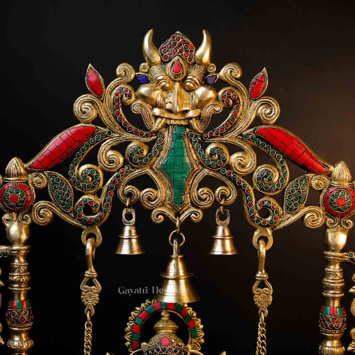 Brass Ganesh Jhula in Stonework – Auspicious Décor Accent | Gayatri Heritage