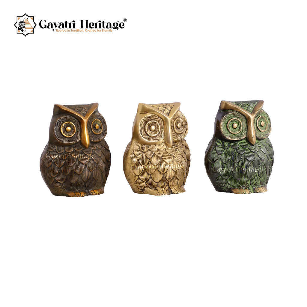 Brass Vintage Owl Statue – Timeless Wisdom in Brass | Gayatri Heritage
