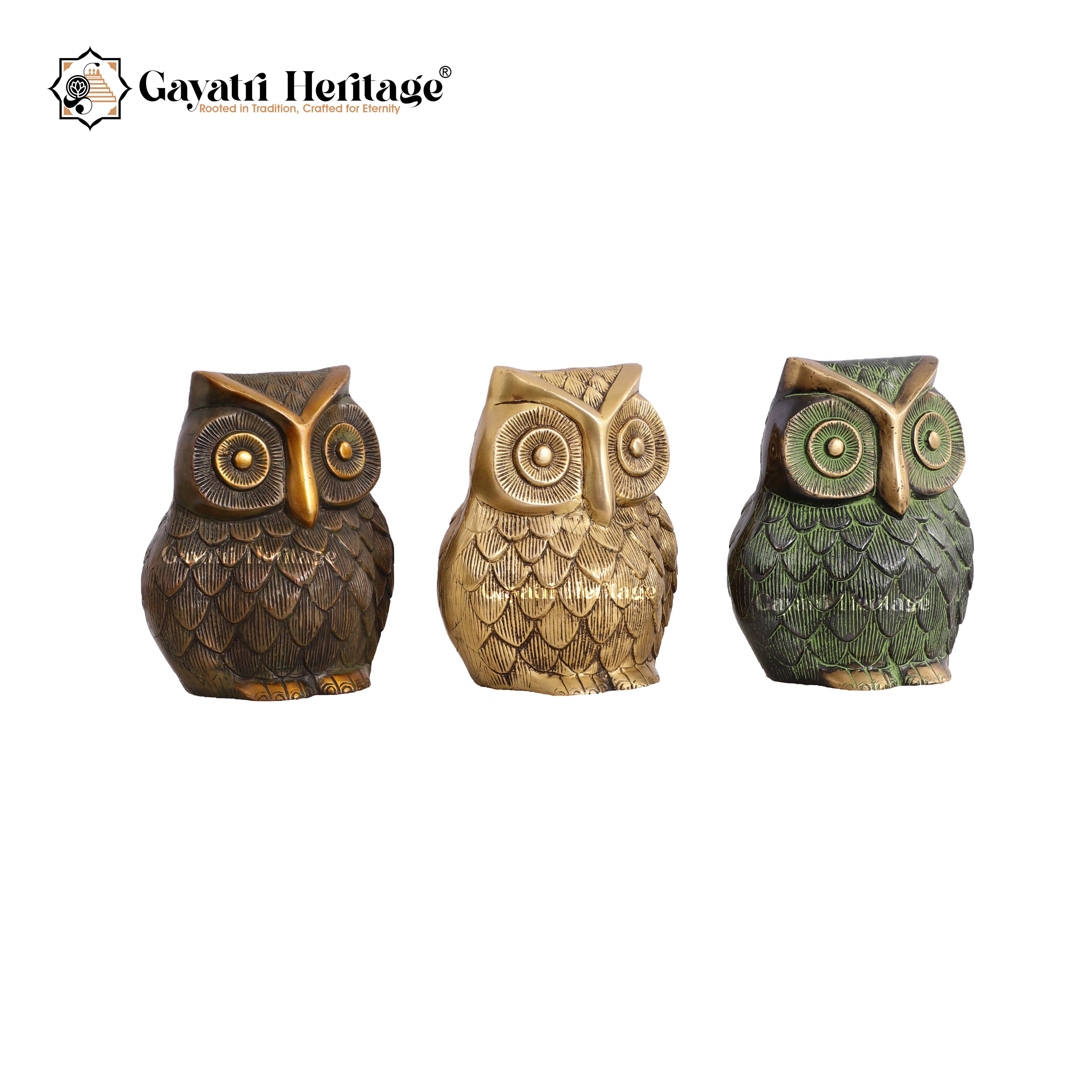 Brass Vintage Owl Statue – Timeless Wisdom in Brass | Gayatri Heritage