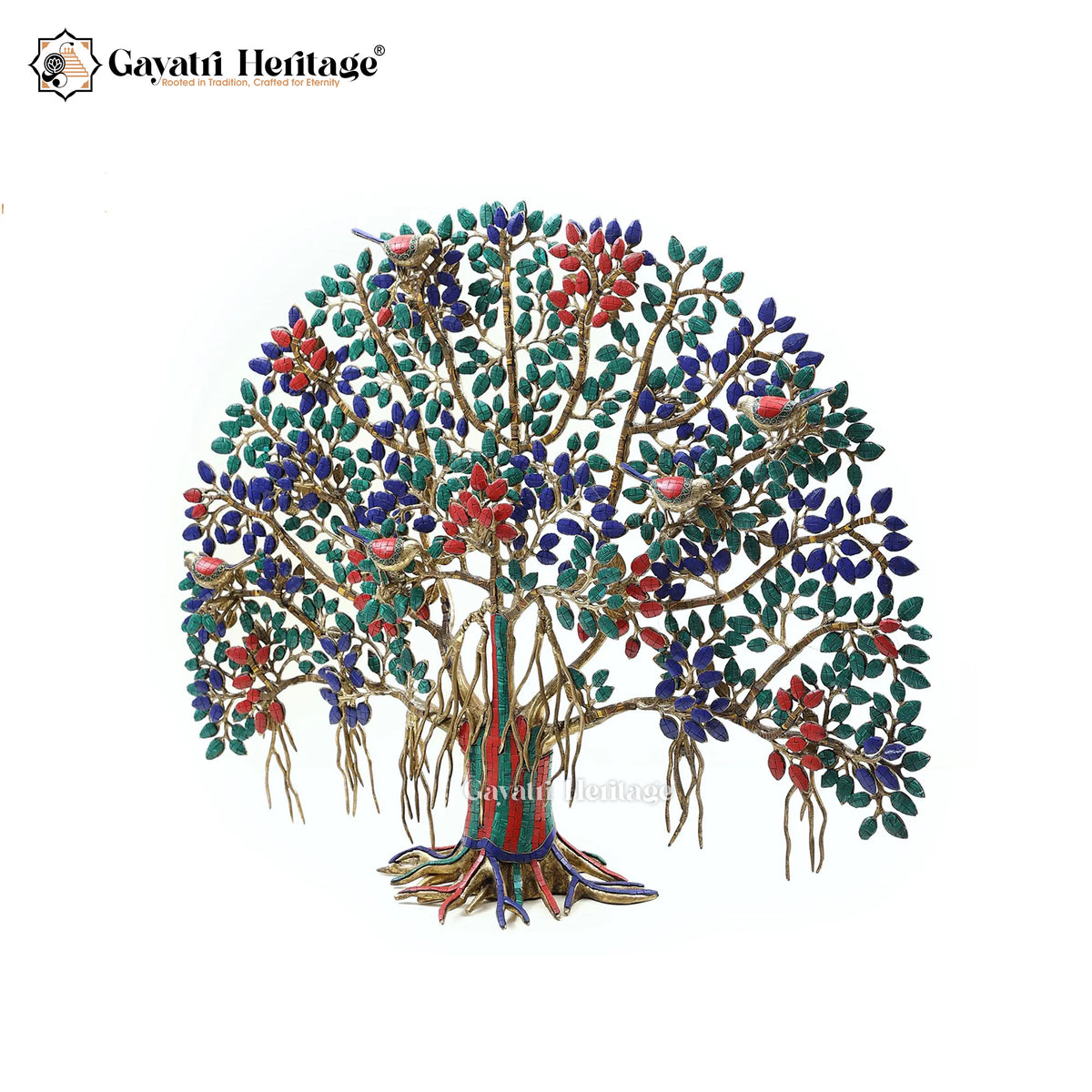 Brass Table Decor Kalpavriksha in Stone Work | Gayatri Heritage