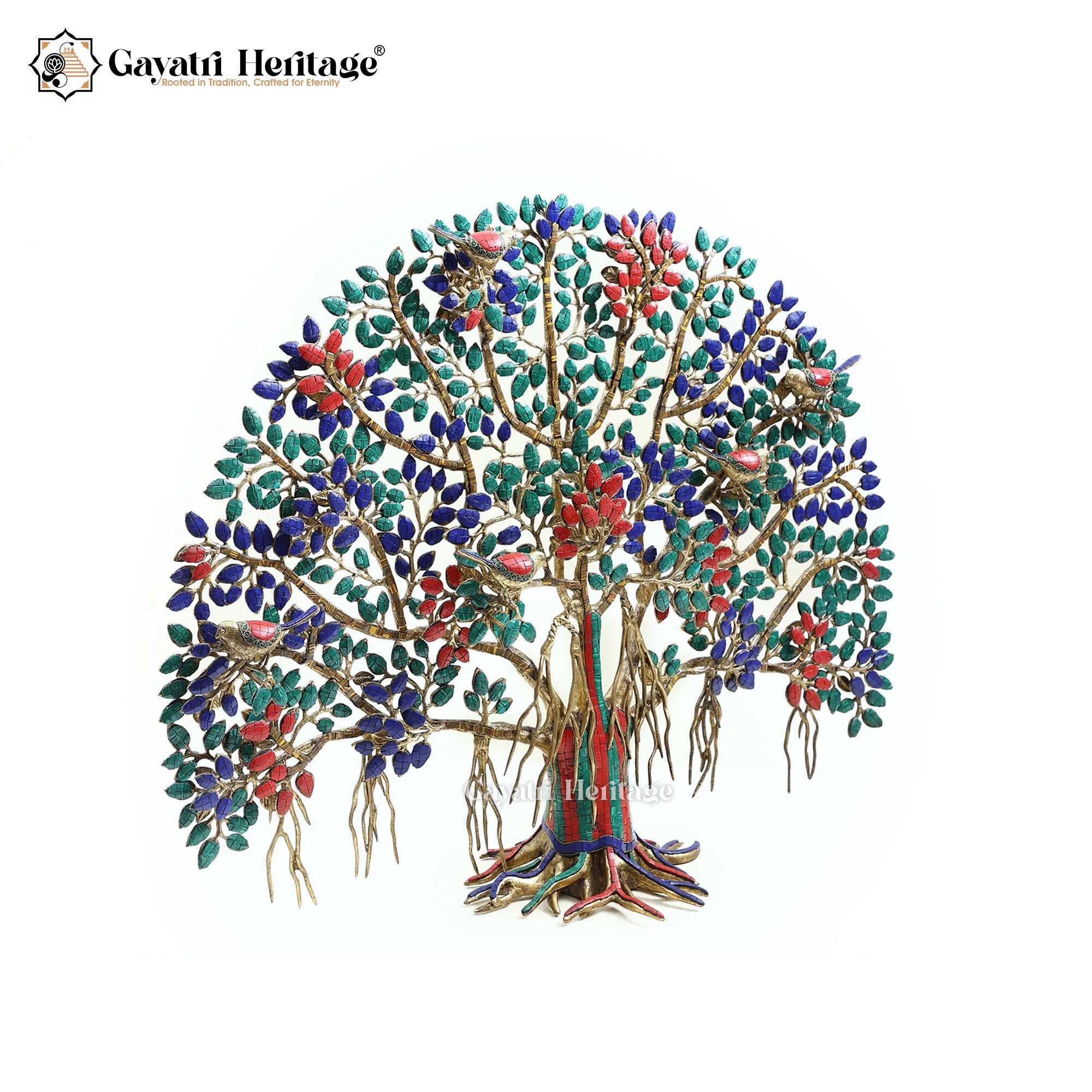 Brass Table Decor Kalpavriksha in Stone Work | Gayatri Heritage