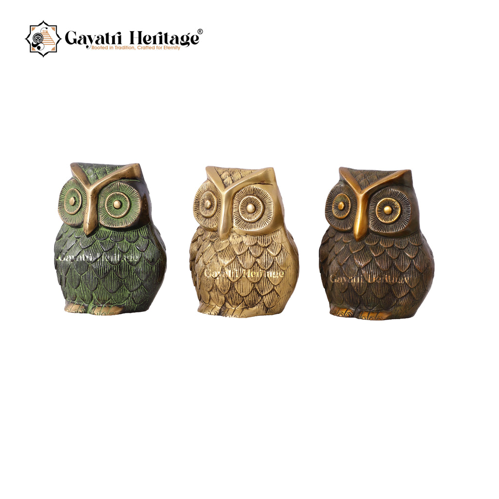 Brass Vintage Owl Statue – Timeless Wisdom in Brass | Gayatri Heritage