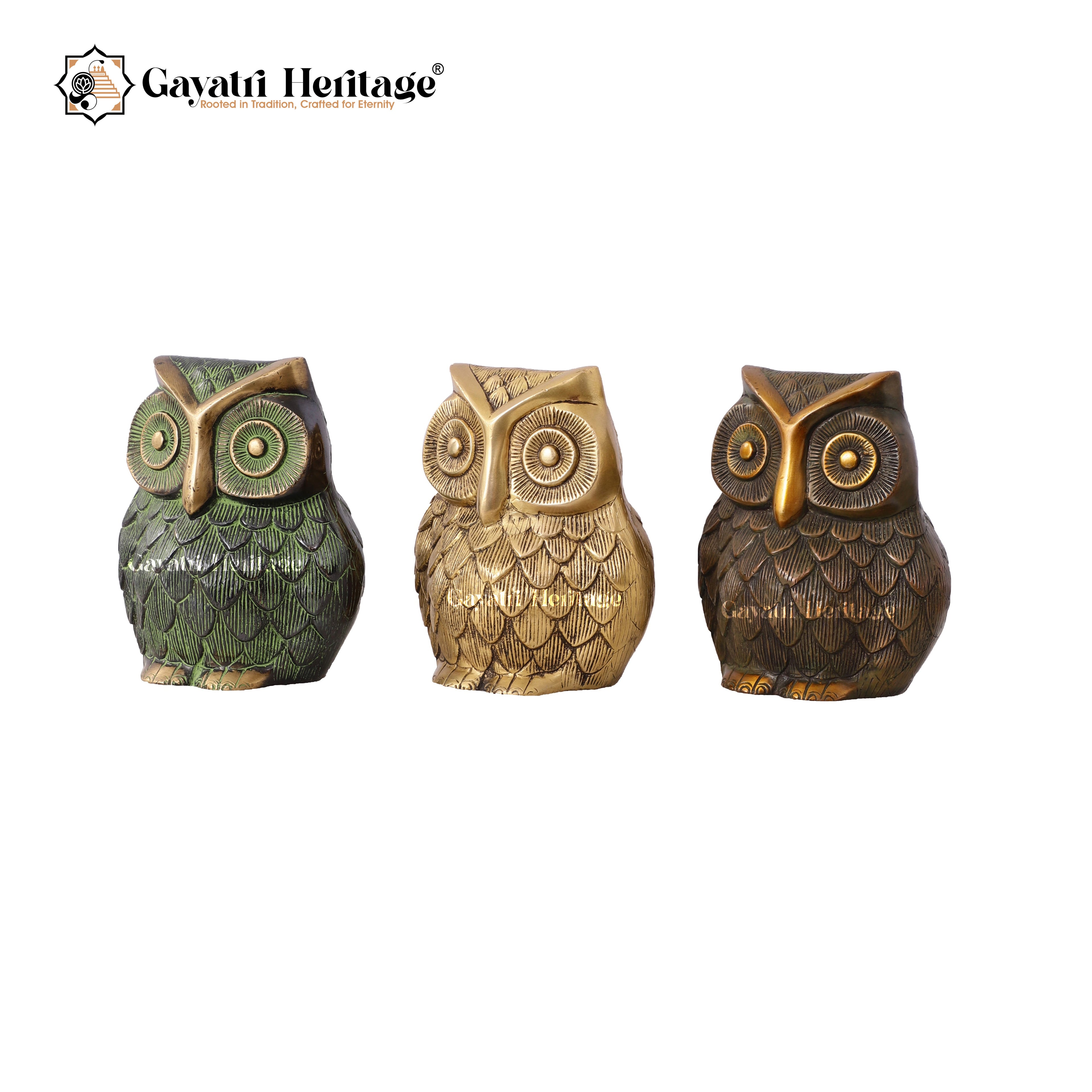 Brass Vintage Owl Statue – Timeless Wisdom in Brass | Gayatri Heritage