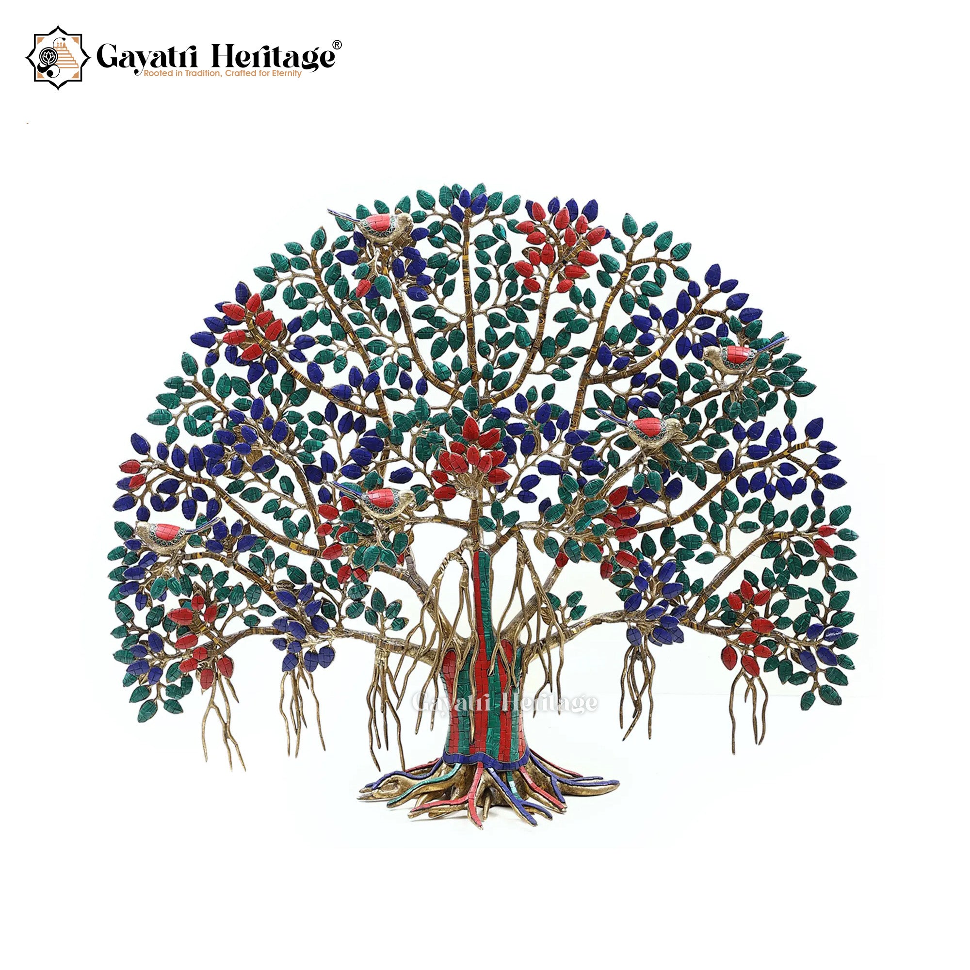 Brass Table Decor Kalpavriksha in Stone Work | Gayatri Heritage