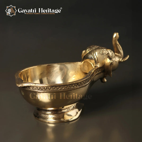 Brass Elephant Design Vilakku (Diya) – Symbol of Prosperity | Gayatri Heritage