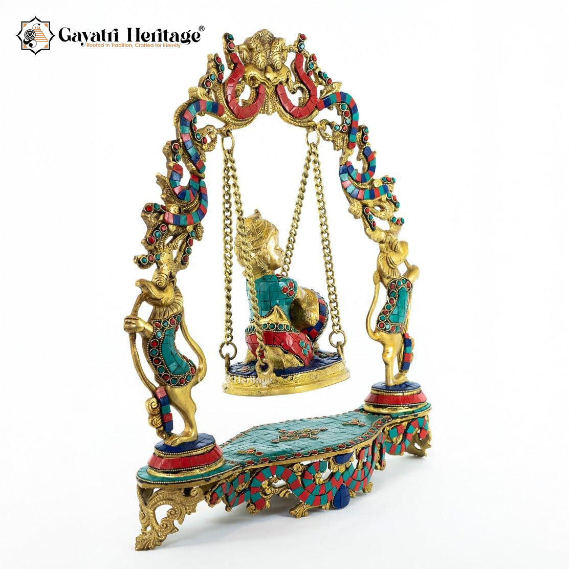 Brass Bal Gopal Jhula – Stonework Swing for Krishna | Gayatri Heritage
