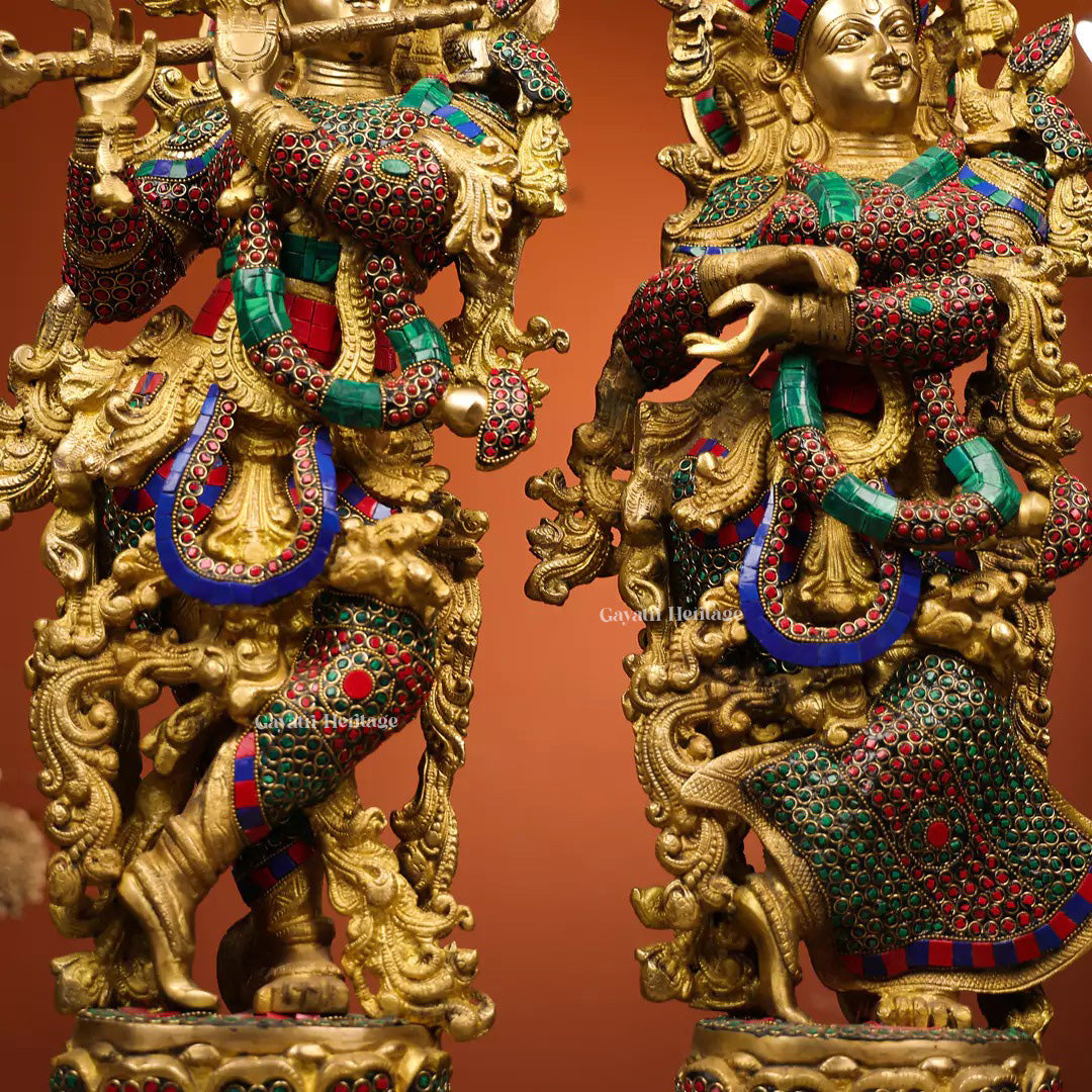 Brass Radha Krishna Idols – Divine Couple Statue Décor | Gayatri Heritage
