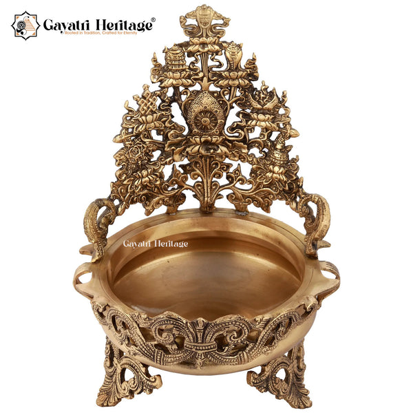 Brass Tibetan Buddhist Ashtamangala Urli – Sacred Home Decor