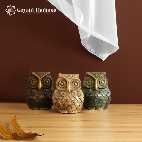 Brass Vintage Owl Statue – Timeless Wisdom in Brass | Gayatri Heritage