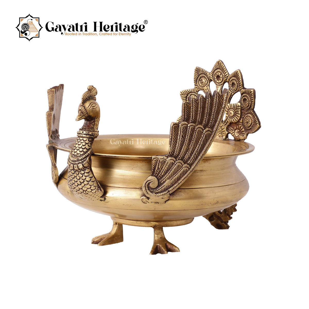 Brass Sparrow Urli – Unique Handcrafted Decor | Gayatri Heritage