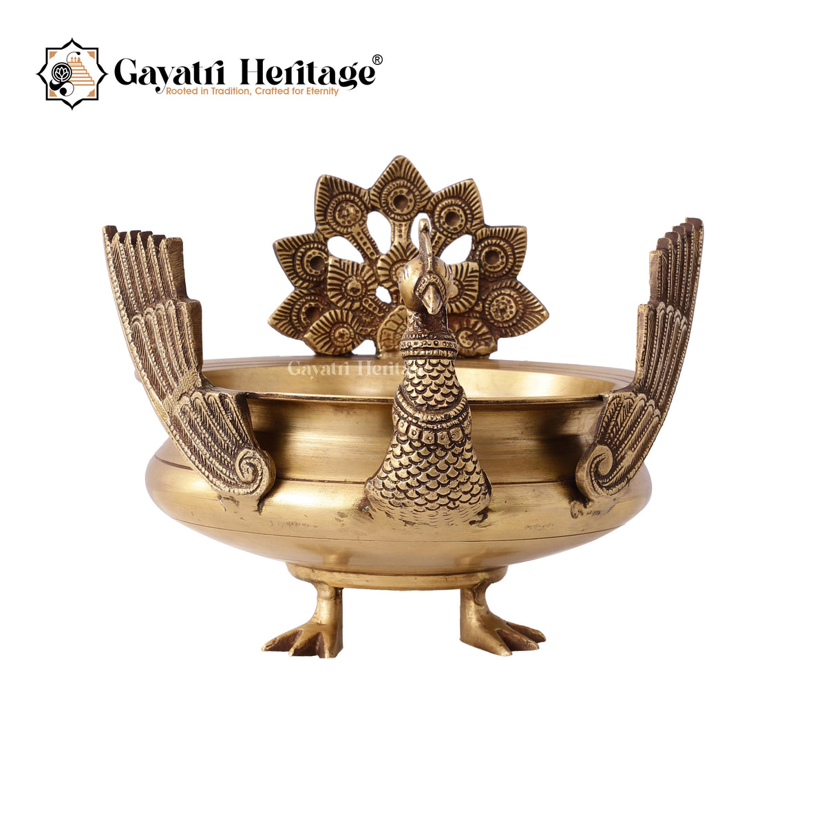 Brass Sparrow Urli – Unique Handcrafted Decor | Gayatri Heritage